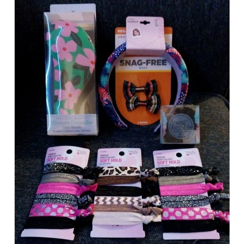 Multi-Pack Kids Hair Accessories Lot - Headbands, Hair Ties, Invisibobble - New